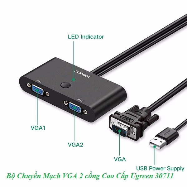 Bộ Chuyển Mạch VGA 2 cổng Cao Cấp Ugreen 30711 cao cấp